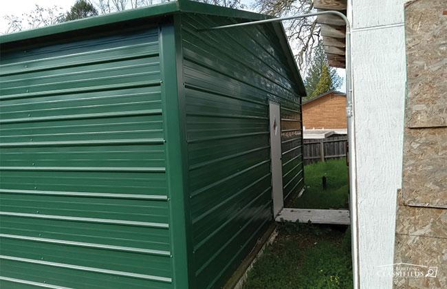 Green Metal Shed Building