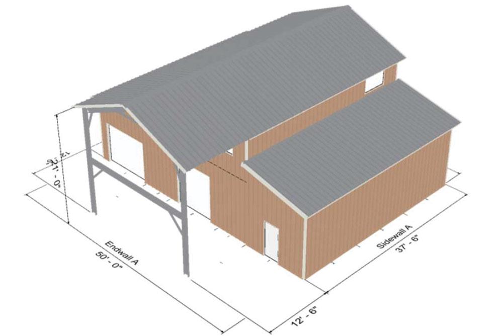 CA1799--Render2 3D Render of Metal Barndominium